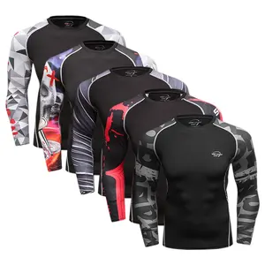 Fabricant Rash Guard imprimé par sublimation Logo personnalisé Créez votre propre t-shirt à manches longues pour hommes Bjj