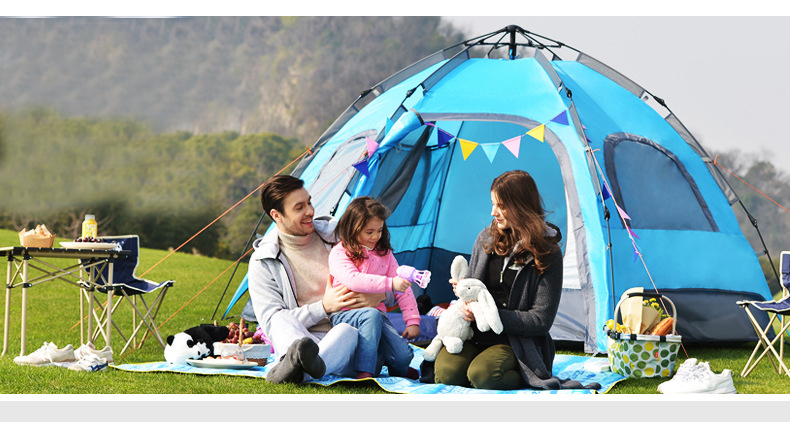 3 Persons Instant Open Outdoor Camping Tent Double Layer Waterproof 3 To 4 Persons