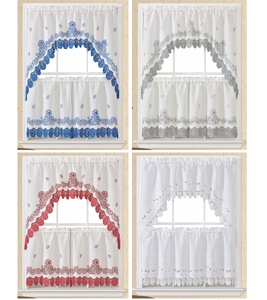Bindi di lusso europeo elegante bordo del fiore <span class=keywords><strong>tende</strong></span> da cucina <span class=keywords><strong>con</strong></span> ricami di Rose e pizzo - Product Image 4