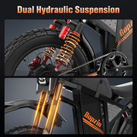 Bicicleta Eléctrica Bopzin Stealth Bomber con Suspensión Completa y Neumáticos Anchos para Montaña, Todoterreno, con Alarma Antirrobo para Adultos