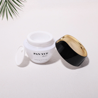 Pot cosmétique de luxe en verre blanc 20g 30g 50g, flacon cosmétique en verre avec capuchon électroplaqué or, ensemble d'emballage pour soins de la peau