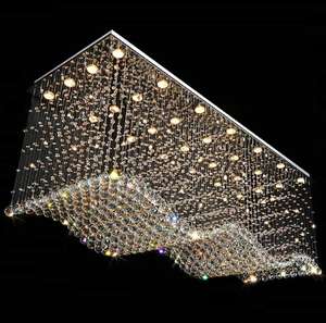 OEM Venta caliente de lujo de iluminación Rectangular Mesa de comedor K9 Crystal Raindrop Chandelier Lámpara colgante - Product Image 1