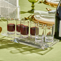 Ensemble de coupes Kiddush en Lucite, six verres à shot, plateau à liqueur en acrylique, cadeau Judaica, support de table Shabbos, présentoir Lechaim