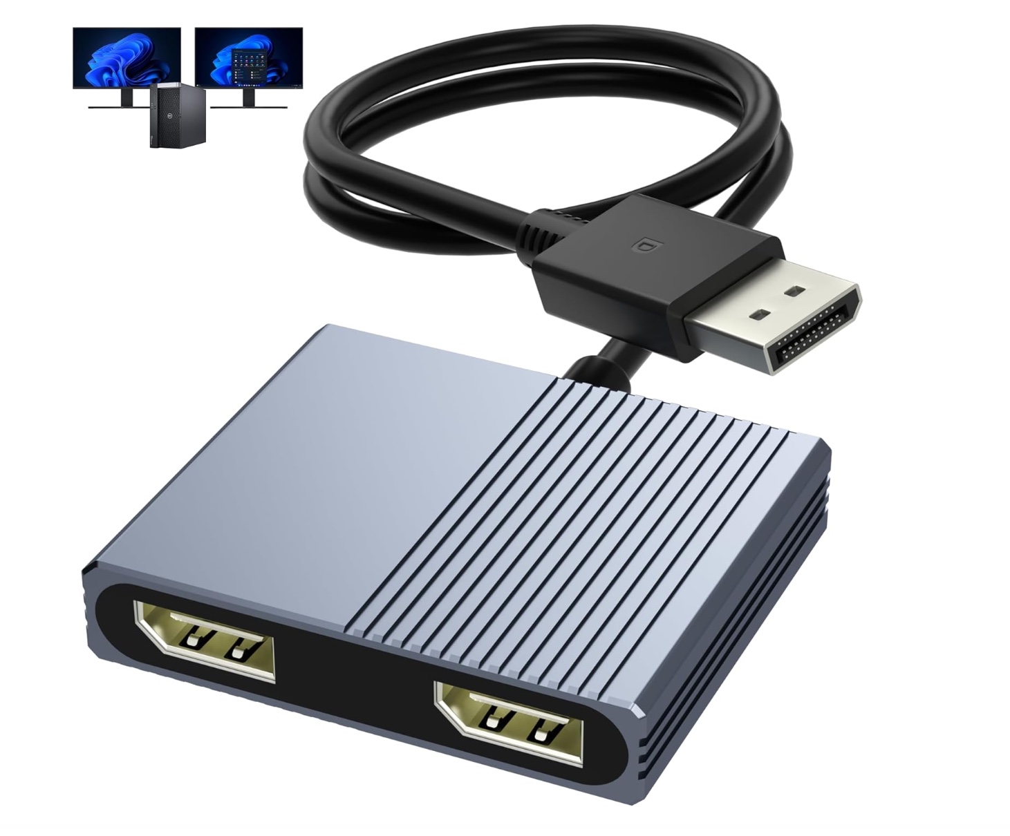 Adattatore DisplayPort A 2 DP, Hub MST 1 In 2 Out 4K 60Hz Per Doppi Monitor