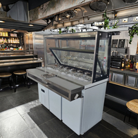 Réfrigérateur commercial pour restaurant, table de préparation de sandwichs, réfrigérateur pour bar à salades avec couvercle en verre pliable