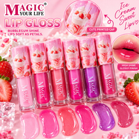 Gloss à lèvres 3D Fruit Cap, Huile à lèvres hydratante teintée Fraise, Boîte de 24 pièces, Vente en gros, Marque privée