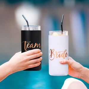 Mangas enfriadoras delgadas para deshierbe para fiesta nupcial Novia Can Koozies Mangas delgadas para despedida de soltera Favor Despedida de soltera - Product Image 3