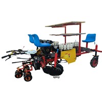 Transplanteur de légumes et de poivrons entièrement automatique, remorqué par un tracteur, pour la plantation en serre de semis sur deux, quatre ou six rangs