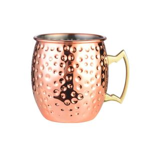 Mug à cocktail Moscow Mule en acier inoxydable 304 plaqué cuivre martelé, personnalisé pour cadeau promotionnel - Product Image 2