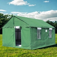 Tente d'hébergement quatre saisons pour 12 personnes en toile triple couche pour régions froides, avec doublure isolante, structure en acier galvanisé, une chambre