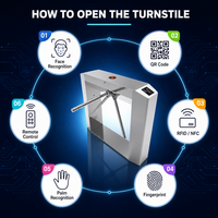 Barrière piétonne à trois bras avec contrôle d'accès par cartes RFID pour centres de fitness, portique tournant anti-pincement avec protection IP65