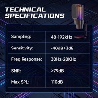 Microphone à condensateur USB professionnel M8 pour le jeu, le streaming, l'enregistrement de podcasts, microphone de studio haute fidélité pour PC