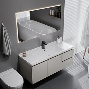 Simple solid wood <b>bathroom</b> <b>cabinet</b> wash basin <b>cabinet</b> hanging smart mirror <b>cabinet</b> - Product Image 4
