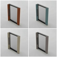 Panel de Puerta de Vidrio con Cuero Italiano, Marco de Aluminio Personalizado, Diseño Moderno, Resistente al Fuego y al Agua, Colores Duraderos para Armario
