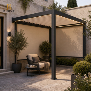 Pergola de lecture silencieuse pour cour 4x4m avec 2 écrans ZIP d'intimité, auvent en aluminium monté en coin RK-C1 - Product Image 4