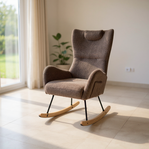 Sillón Glider Moderno de Tela Teddy con Características de Seguridad, Cómodo Sillón <span class=keywords><strong>Mecedora</strong></span> con Bolsillo Lateral - Product Image 1