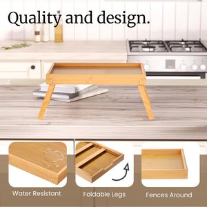 <b>Bamboo</b> Folding <b>Table</b> 45.8x30x19cm Foldable Natural Color For Home Office Bedroom Use - Product Image 3