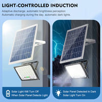 Projecteur solaire LED IP66 pour extérieur, jardin, 30W 40W 50W 60W 100W 200W 300W, indicateur de charge, réflecteur nano, matériau en aluminium