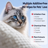 Lingettes humides rafraîchissantes pour animaux de compagnie, biodégradables, sans alcool, emballage personnalisé, OEM ODM, écologiques, en vrac, pour chiens et chats, vente en gros