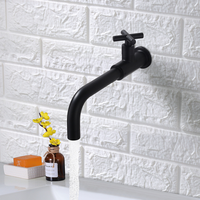 Robinet de lavabo mural moderne en laiton à poignée croisée, à eau froide uniquement, pour salle de bain