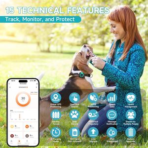 Traceur GPS pour animaux de compagnie Woyamay avec moniteur de santé pour chiens et chats, mini traceur étanche - Product Image 4
