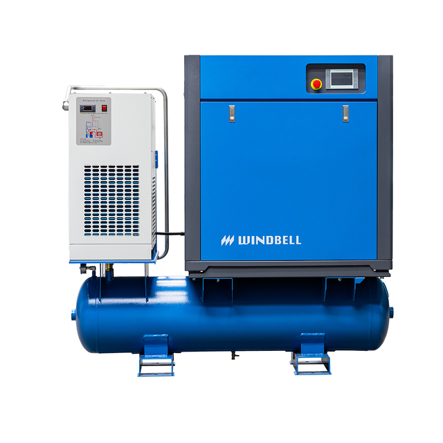 Hot Sale 8 bar Low Noise 10hp 7.5kw Rotary Screw Type Air Compressor with Air Dryer Tank 200L