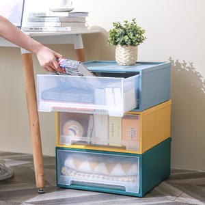 Armoire de rangement en plastique avec tiroirs transparents, grande capacité, organiseur de vêtements empilable, type rectangulaire, G 5010 - Product Image 2