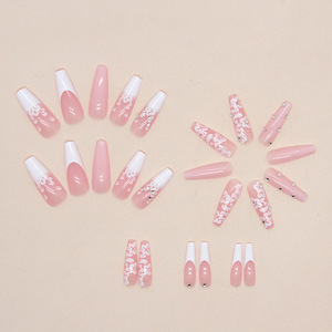 Faux Ongles Français Artificiels de Mode en Gros, Longs XXL Ballerina, à Presser avec Strass et Fleurs Acryliques - Product Image 2