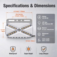 LANVICK Feu de position latéral LED universel étanche pour camion et remorque, haute luminosité 25W, 5 couleurs, feu de dégagement et de signalisation