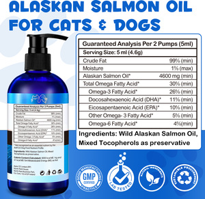 Huile de saumon sauvage d'Alaska de qualité supérieure pour chiens et chats, 250 ml, en vrac, suppléments d'Oméga <span class=keywords><strong>3</strong></span> EPA DHA pour la peau et le pelage, marque OEM - Product Image 2