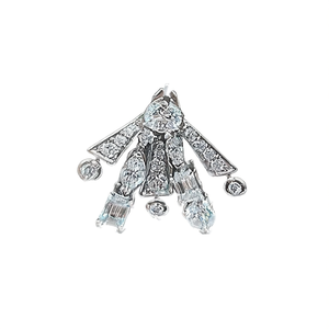 E2113 Spilla in oro bianco con diamanti da donna, gioielli di lusso con taglio rotondo brillante, colore D naturale - Product Image 1