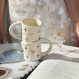 New Design Good Quality Eco-friendly Stoneware Ceramic Coffee Mug Star Pattern Customizable Colors Designs Food Safe Dishwasher - Product Image 4