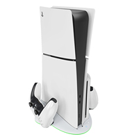 Ventilateur de refroidissement à 3 niveaux et support de charge à LED RVB pour console mince avec port USB en plastique à double contrôleur