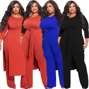 YT3300 mode grande taille vêtements pour femmes tenue deux pièces pantalon ensemble femmes fendu sangle droite deux pièces robe ensemble