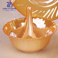 Ensemble de vaisselle en verre plaqué or Ion de luxe de style moyen-orient résistant à la chaleur verrerie opale dorée ensemble de 33 pièces