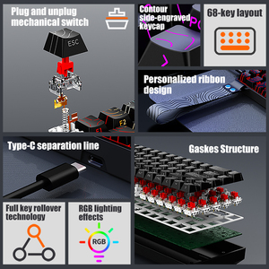 Teclado Mecánico para Juegos con 68 Teclas Intercambiables en Caliente y Teclas con Impresión Lateral, para Computadora Portátil y PC - Product Image 3
