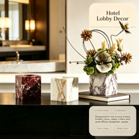 Vase à fleurs en marbre naturel massif, cube moderne de luxe, décoration de table pour la maison et l'hôtel, taille personnalisée, logo disponible