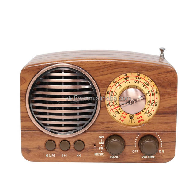 Wholesale Mini Retro Vintage Light Wood FM Radio Eco Friendly Wireless 2.0 Active Rechargeable USB Classic Speaker