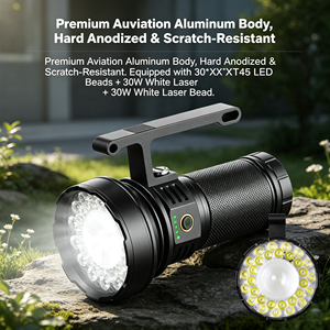 Potente Torcia LED 10000 Lumen, Portata 1000M, Torcia Tattica con Nucleo Laser Bianco 30W, 18 Ore di Autonomia, Lanterna Ricaricabile - Product Image 3