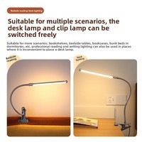 Lampe de bureau LED à alimentation USB, protection des yeux, spectre complet, en aluminium, avec pince, compacte, pour la lecture, idéale pour les dortoirs