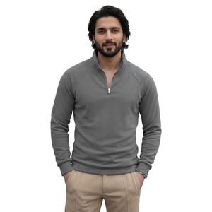 Custom Unisex Porter Hoodie 14 Zip <b>Mock</b> <b>Neck</b> Eco-Friendly Slim Fit Polyester Cotton Fleece Pullover Sweatshirt Jogging Winter - Product Image 1