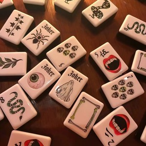 Luxury Halloween Themed Black Acrylic American Mahjong Set 160 Tiles 4 Players Dual Side International Chess Board <b>Entertainment</b> - Product Image 3