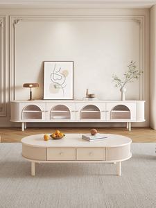 מעמד לטלוויזיה לבן מעוקל פינתי ריהוט זכוכית ארון טלוויזיה מודרני אלגנטי מותאם אישית מעמד טלוויזיה לוח טמבה - Product Image 2