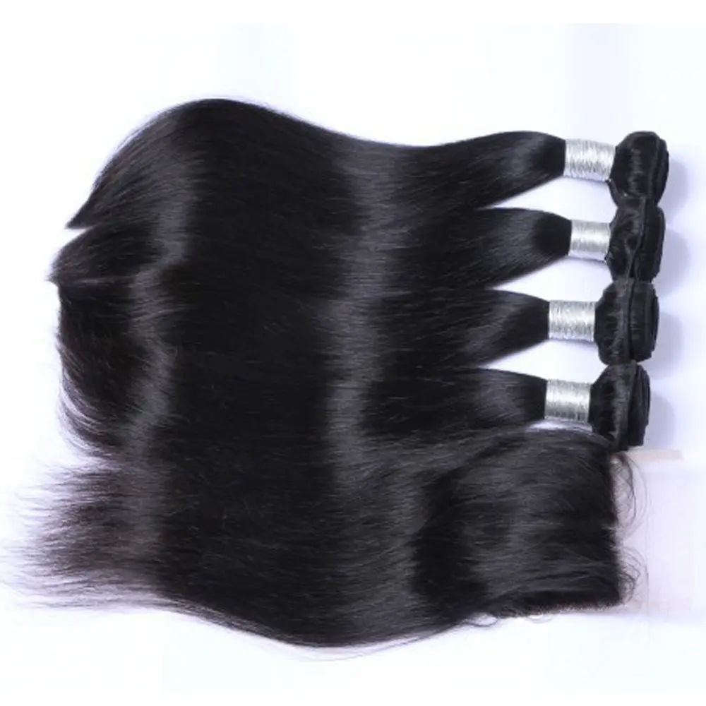 Mèches brésiliennes naturelles de luxe lisses avec closure