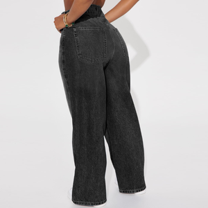 Vendita Diretta dalla Fabbrica Jeans da <span class=keywords><strong>Donna</strong></span> Personalizzati a Gamba Dritta e Vita Alta, Vestibilità Comoda, Stile Classico Baggy - Product Image 4