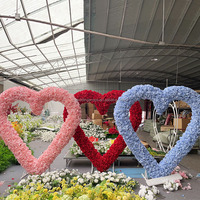 Meilleure vente proposition Roses arc fleurs Arrangements fleur florale artificielle en forme de coeur pour mariage événement toile de fond décor