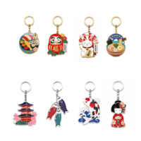 Porte-clés en alliage de qualité supérieure, exquis, de conception japonaise, multi-motifs, pour souvenir touristique, décoration de la maison, avec divers éléments traditionnels
