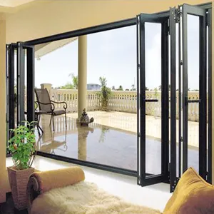 Aluminum Bi Fold Door 2024 APRO Customized Waterproof Exterior Aluminum Accordion Doors Glass Bifold Doors Patio Bi Folding Door