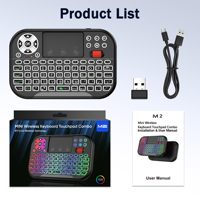 Keyboard Mini Nirkabel Isi Ulang dengan Touchpad Mouse Combo Portabel BT 2.4Ghz Keyboard Mini dengan Lampu Latar RGB 7 Warna