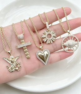 Collier pendentif cœur croix œil tendance pour femme, chaîne à maillons, accessoires de mode - Product Image 2